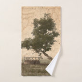 Ferme rustique Pays Beige Vintage Antique Tree (Serviette à main)