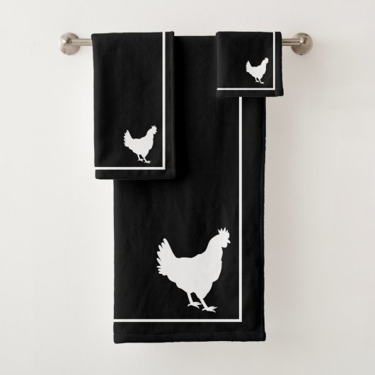 Ferme Silhouette de Black and White Hen (En situation)