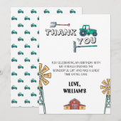 Ferme Sketchy Green Tractor Carte de remerciements (Devant / Derrière)