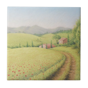 Ferme toscane, Italie dans le carreau de céramique