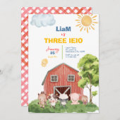 Ferme Trois I-E-I-O 3e Invitation d'anniversaire (Devant / Derrière)