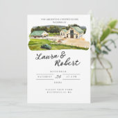 Ferme Valley Hill Massachusetts Invitation Aquarel (Debout devant)