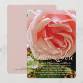 Fermer la Carte de remerciements rose Rose (Devant / Derrière)