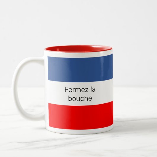 Fermez la bouche Franse vlag Tweekleurige Koffiemok (Links)