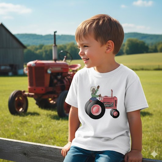 Fermier Montant Un T-Shirt Tracteur