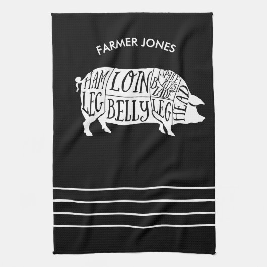Fermier Porc Viande Coupes Cuisine Serviette Bouch (Vertical)