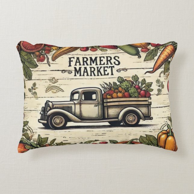 Fermiers Marché Camion Accent Coussin Pays Accueil (Devant)