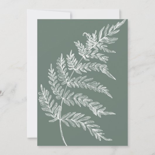 Fern Botanical Sage Faire-part de mariage (Dos)