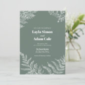 Fern Botanical Sage Wedding Invitation Kaart (Staand voorkant)