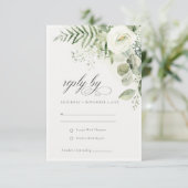 Fern Eucalyptus Greenery Foliage Wedding RSVP Kaart (Staand voorkant)