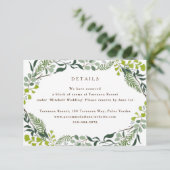Fern Eucalyptus Hand-Drawn Greenery Wedding Informatiekaartje (Staand voorkant)