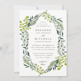 Fern Eucalyptus Hand-Drawn Greenery Wedding Kaart