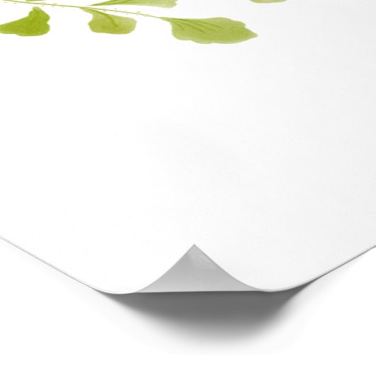 Fern Eucalyptus handgetekende groen witte bruiloft Poster (Hoek)
