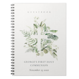 Fern Foliage Cross First Heilige Communistische Gu Notitieboek