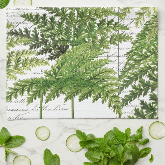  Fern French Script Kitchen Hand Towel Theedoek (Gevouwen)