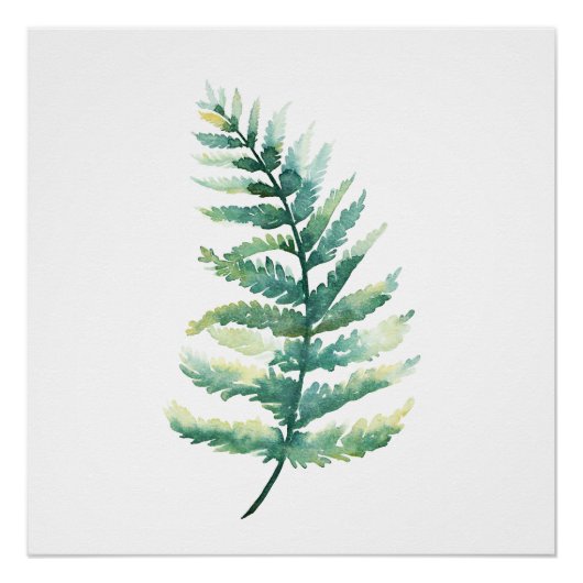 Fern Frond Botanische Waterverf Poster Perfect Poster (Voorkant)