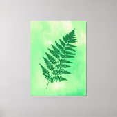 Fern Frond, Green on a Waterverf Background Canvas Afdruk (Voorkant)