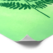 Fern Frond, Groen over een Waterverf Poste Poster (Hoek)