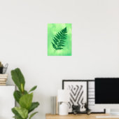 Fern Frond, Groen over een Waterverf Poste Poster (Thuiskantoor)