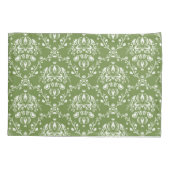 Fern Green en White Damask Kussensloop (Achterkant-Links)