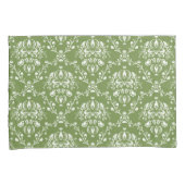 Fern Green en White Damask Kussensloop (Voorkant-Rechts)