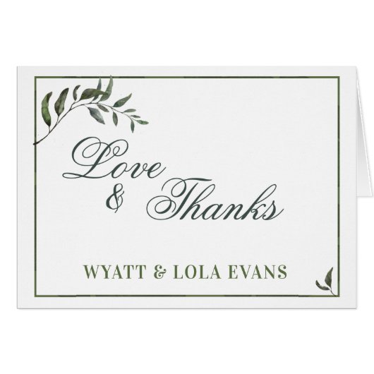 Fern Green Willow Branch Elegant Wedding Bedankt (Voorkant Horizontaal)