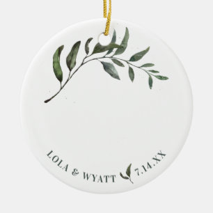 Fern Green Willow Branch Elegant Wedding Keramisch Ornament