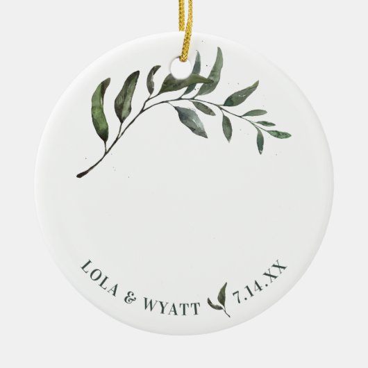 Fern Green Willow Branch Elegant Wedding Keramisch Ornament (Voorkant)