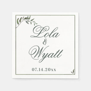 Fern Green Willow Branch Elegant Wedding Servet