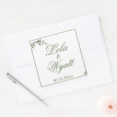 Fern Green Willow Branch Elegant Wedding Vierkante Sticker (Envelop)