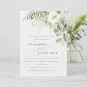Fern Greenery White Floral Couples Shower Invite Bedankkaart (Staand voorkant)