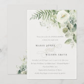 Fern Greenery White Floral Couples Shower Invite Bedankkaart (Voorkant / Achterkant)