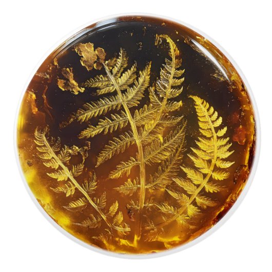 Fern Leaf Amber Pattern Keramische Knop (Voorkant)