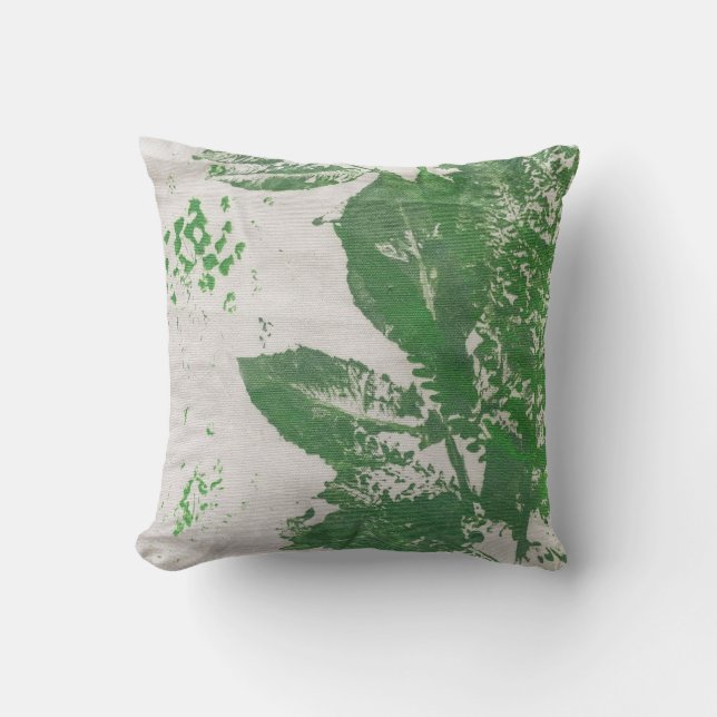 Fern Leaf Grey Printmaking Botanical Coussin (Recto)