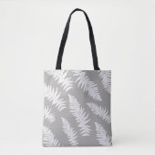 Fern Leaf Print Grey Canvas tas (Voorkant)