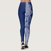 Fern Leaves Texture Sketch White Blue Leggings (Achterkant)