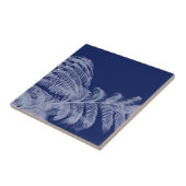 Fern Leaves Texture Sketch White Blue Tegeltje (Zijkant)