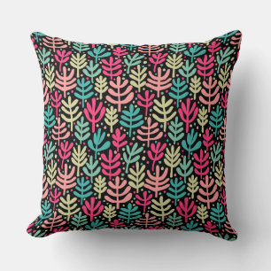 Fern Pattern - Vijf kleuren op zwart Kussen
