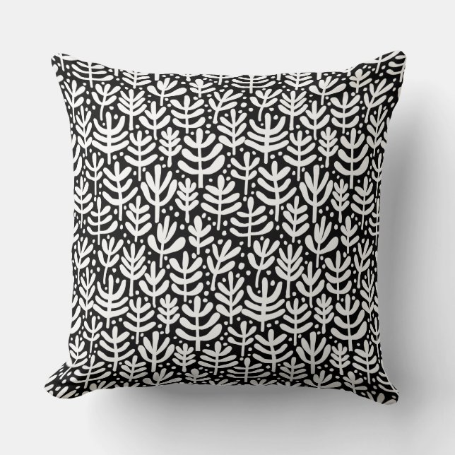 Fern Pattern - White on Black Kussen (Voorkant)