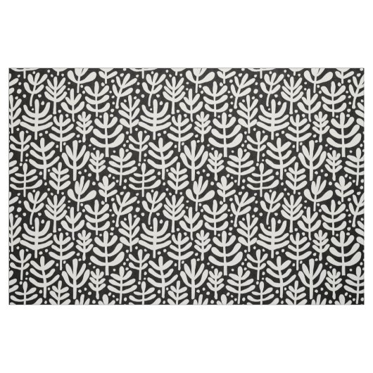 Fern Pattern - White on Black Stof (Fat Quarter)