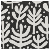 Fern Pattern - White on Black Stof (Close Up)