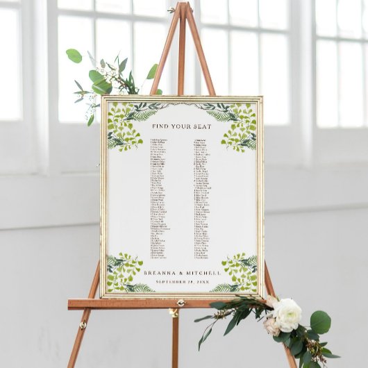 Fern Pepper Tree Leaves Wedding Seating Chart Poster