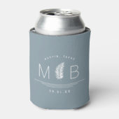 Fern Wedding Monogram | Dusty Blue Koelbox Blikjeskoeler (Blikje Voorkant)