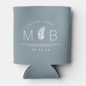 Fern Wedding Monogram | Dusty Blue Koelbox Blikjeskoeler (Voorkant)