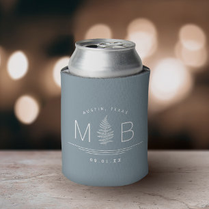 Fern Wedding Monogram Dusty Blue Koelbox Blikjeskoeler