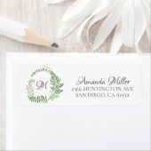 Fern Wreath Monogram Floral Retouradres Etiket (Insitu)