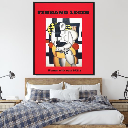 Fernand Leger: Vrouw met kat (1921) Canvas Afdruk (Insitu (Slaapkamer))