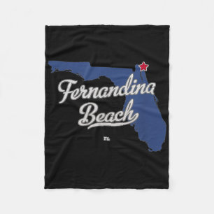Fernandina Beach Florida Fl Kaart Fleece Deken