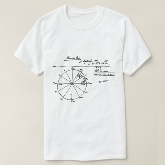 FERNANDO PESSOA ASTROLOGISCH CHART VAN RICARDO REI T-SHIRT (Design voorkant)