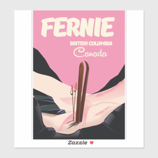 Fernie British Columbia Ski poster Sticker (Vel)
